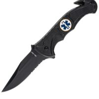 Nóż ratowniczy składany Mil-Tec Rescue Black - zbijak szyb i przecinak pasów