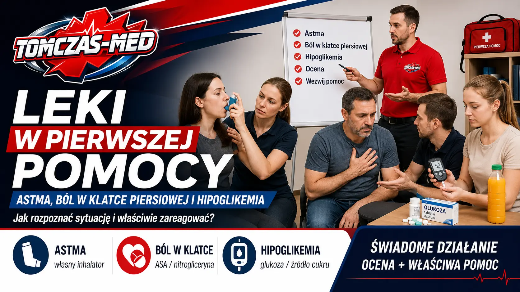 Leki w pierwszej pomocy - co można zastosować przy astmie, bólu w klatce piersiowej i hipoglikemii